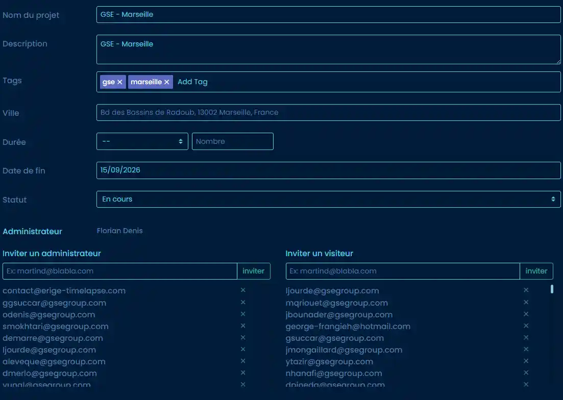Interface collaborative de suivi de chantier TEYE