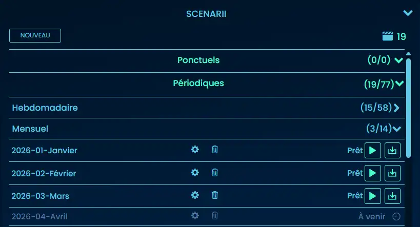 Création de scénarios timelapse dans TEYE