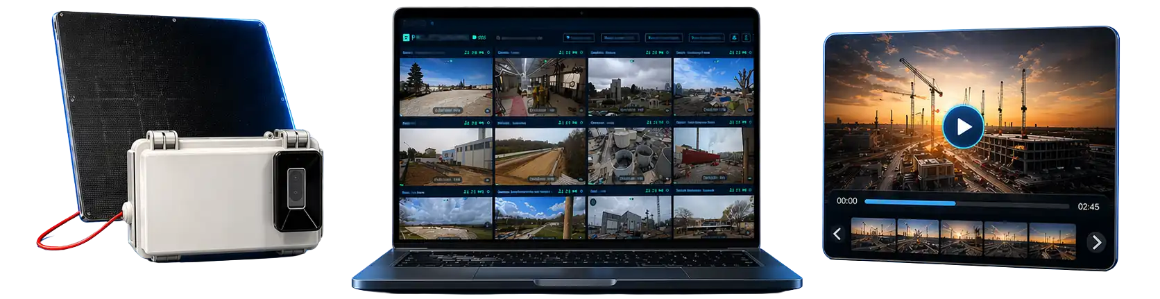 Workflow ERIGE avec boîtier timelapse, plateforme TEYE et film final
